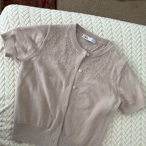 Zara Beige Knit Cardigan